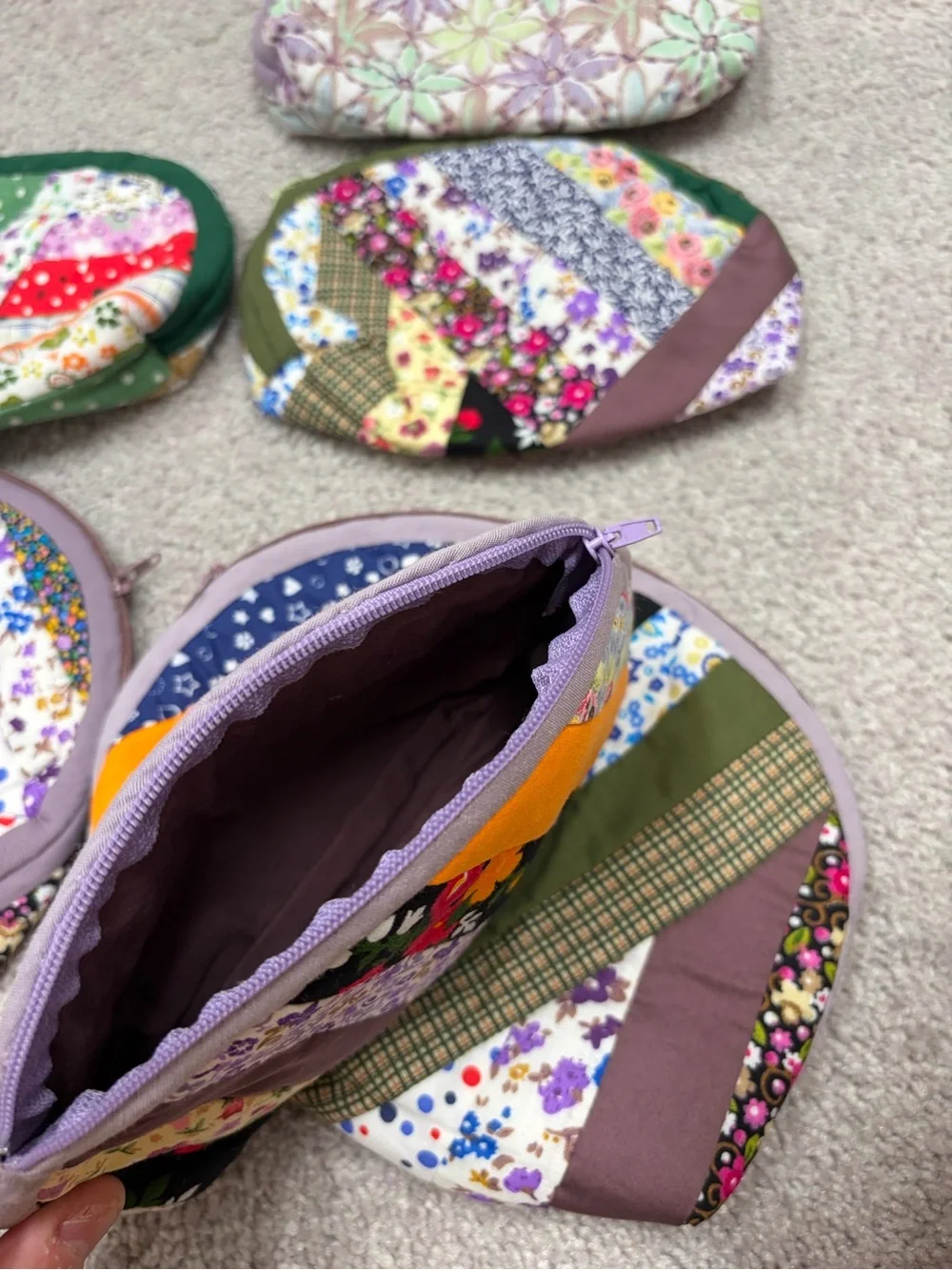 Handmade cosmetics bags made by my mother